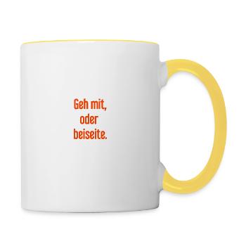 Geh mit oder beiseite - Tasse zweifarbig - Weiß/Gelb - Rechts