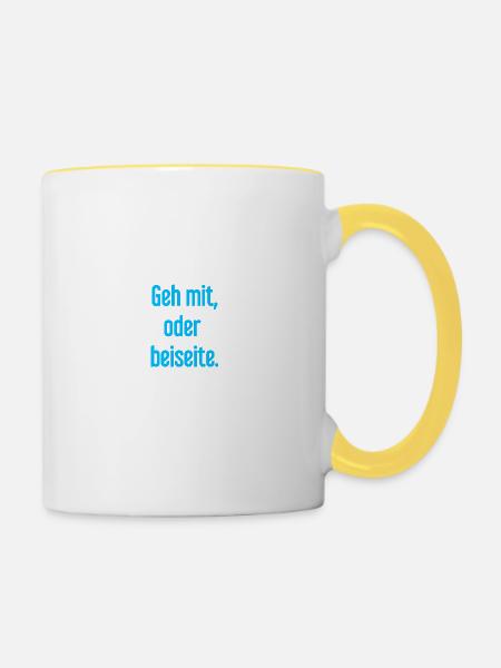 Geh mit oder beiseite - Tasse zweifarbig - Weiß/Gelb