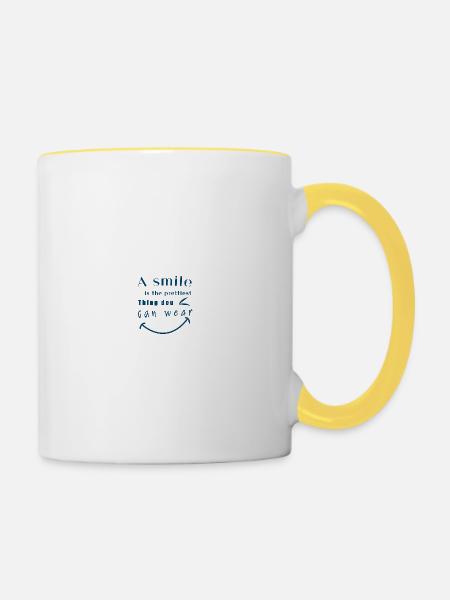 Ein Lächeln - Tasse zweifarbig - Weiß/Gelb