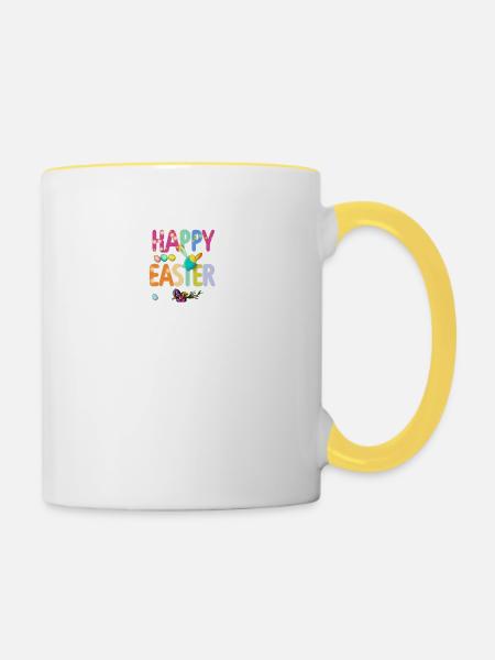 Happy Easter - Tasse zweifarbig - Weiß/Gelb