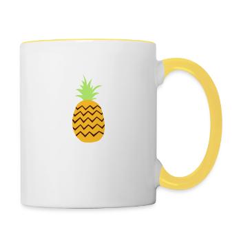 Ananas - Tasse zweifarbig - Weiß/Gelb - Rechts