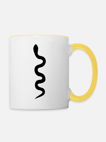 Schlange | Snake 03 - Tasse zweifarbig - Weiß/Gelb