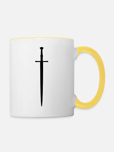 Langschwert - Tasse zweifarbig - Weiß/Gelb