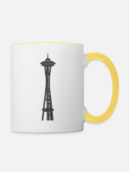 Space Needle in Seattle 2 - Tasse zweifarbig - Weiß/Gelb