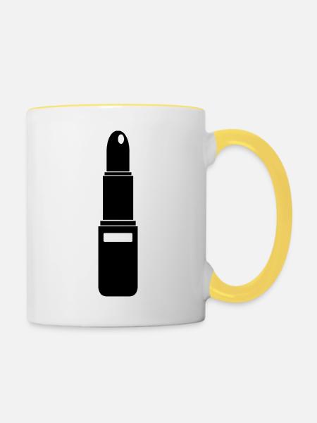 Lippenstift - Tasse zweifarbig - Weiß/Gelb