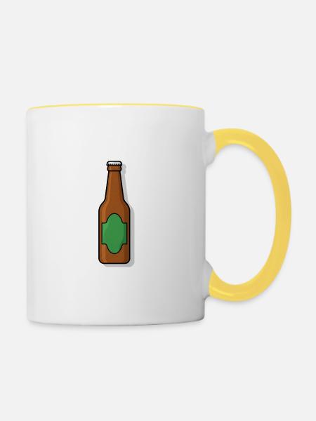 Retro Bierflasche Illustration - Tasse zweifarbig - Weiß/Gelb