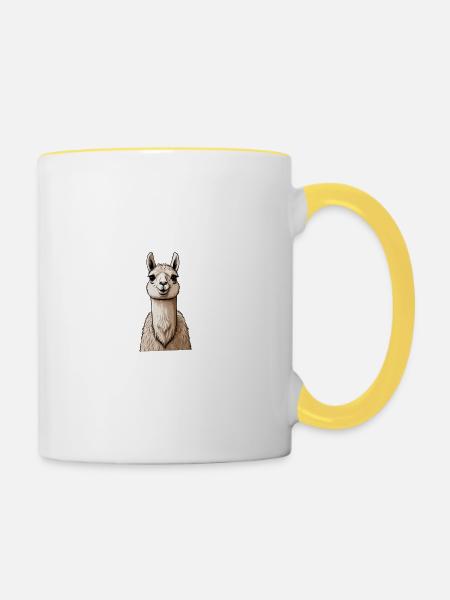 Comic Lama - Tasse zweifarbig - Weiß/Gelb