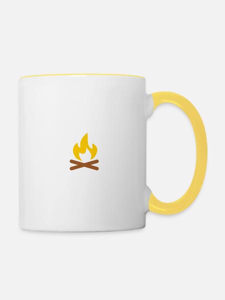 Lagerfeuer - Tasse zweifarbig - Weiß/Gelb