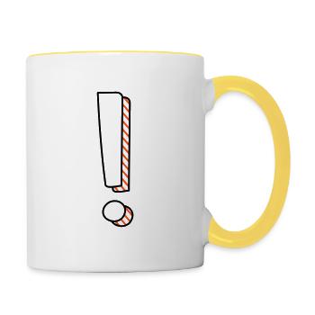 Ausrufezeichen zweifarbig mit Schatten - Tasse zweifarbig - Weiß/Gelb - Rechts