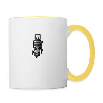 Robots hovering - Contrasting Mug - white/yellow - Right