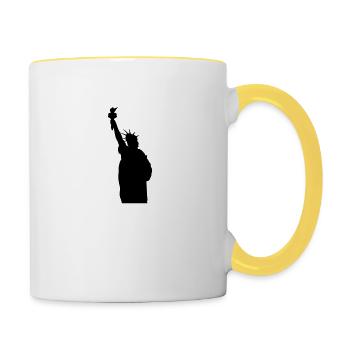 Statue de la Liberté Silhouette - Mug contrasté - blanc/jaune - Droite