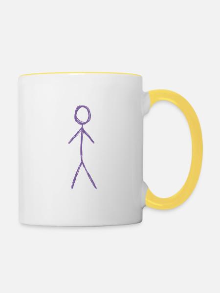 Skizze Strichmännchen - Tasse zweifarbig - Weiß/Gelb
