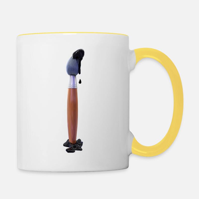 3D Paint Blush - Contrasting Mug - white/yellow