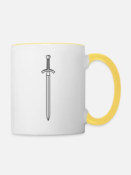 Schwert - Tasse zweifarbig - Weiß/Gelb