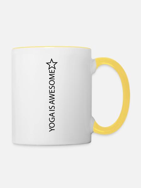 yoga hochkant Legging - Tasse zweifarbig - Weiß/Gelb
