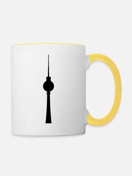 Fernsehturm - Tasse zweifarbig - Weiß/Gelb