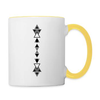Tribal Tattoo Dreiecke - Tasse zweifarbig - Weiß/Gelb - Rechts