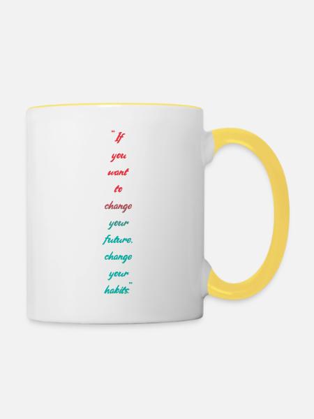 Change your habits - Tasse zweifarbig - Weiß/Gelb