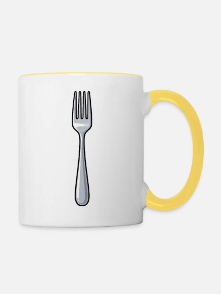 Gabel - Tasse zweifarbig - Weiß/Gelb