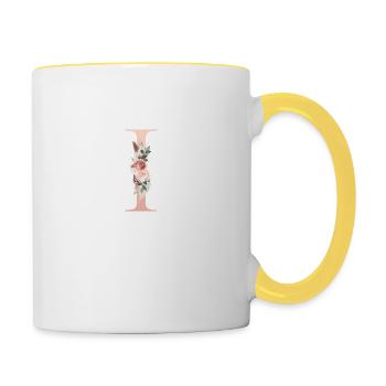 Personalisierbar Monogramm I Blumen Boho - Tasse zweifarbig - Weiß/Gelb - Rechts