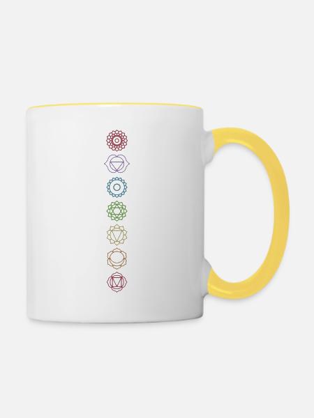 Chakras - Tasse zweifarbig - Weiß/Gelb