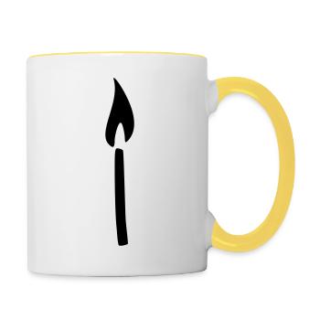 Streichholz Kerze - Tasse zweifarbig - Weiß/Gelb - Rechts