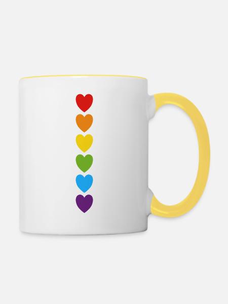 Pride Regenbogenherzen - Tasse zweifarbig - Weiß/Gelb