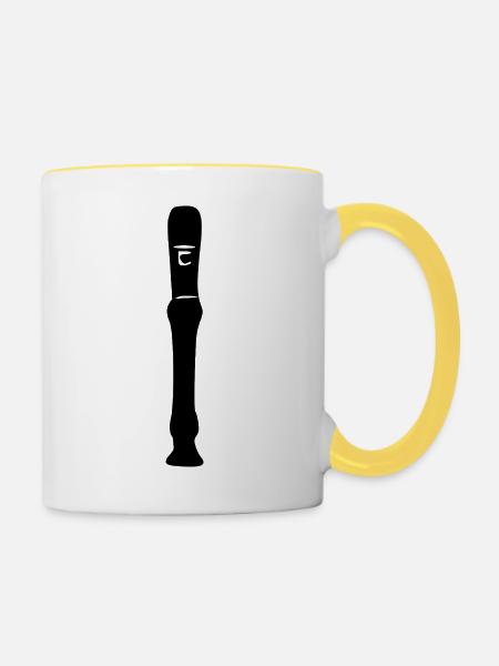 Blockflöte Geschenk Musik - Tasse zweifarbig - Weiß/Gelb