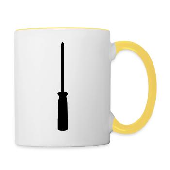 construire tournevis mécanicien artisan vis - Mug contrasté - blanc/jaune - Droite