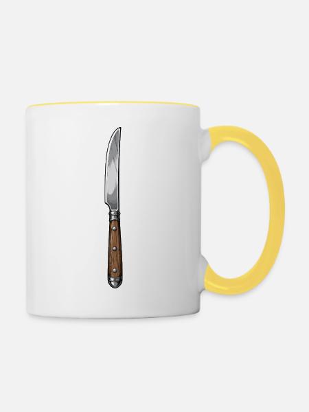 Messer - Tasse zweifarbig - Weiß/Gelb