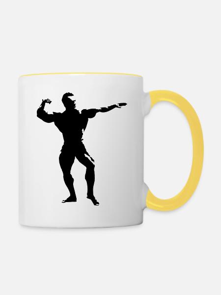 bodybuilding_4 - Tasse zweifarbig - Weiß/Gelb