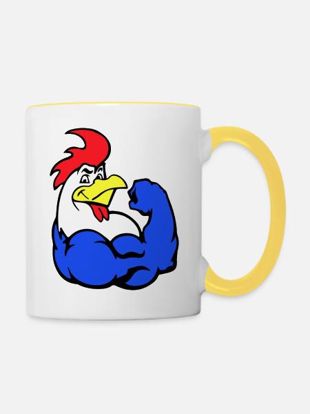 French Rooster - Tasse zweifarbig - Weiß/Gelb