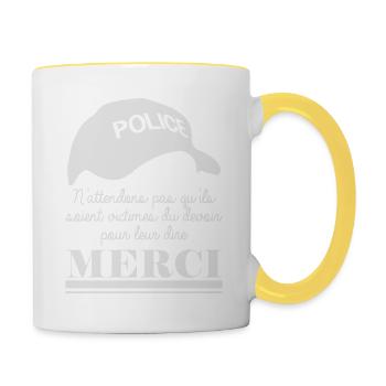 Victime Devoir Policier Fond N - Mug contrasté - blanc/jaune - Droite