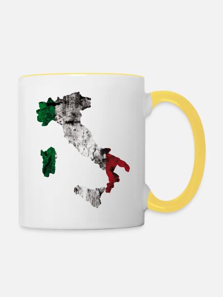 Italien, Mode, Grunge - Tasse zweifarbig - Weiß/Gelb