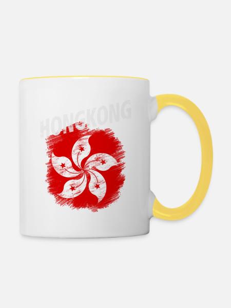 Hongkong - Tasse zweifarbig - Weiß/Gelb