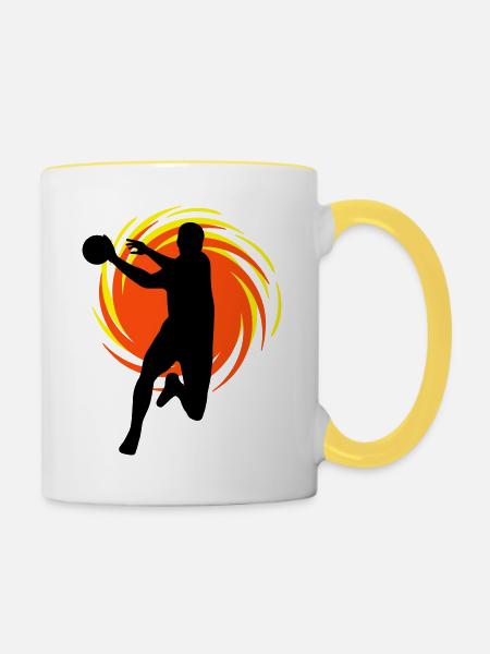 Wirbel Handballer - Tasse zweifarbig - Weiß/Gelb