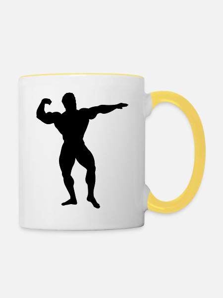 bodybuilder - Tasse zweifarbig - Weiß/Gelb