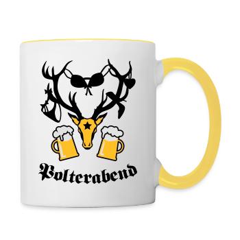 Hirsch Polterabend JGA Bier - Mug contrasté - blanc/jaune - Droite
