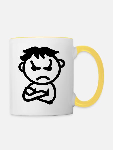 schlecht drauf - line - Tasse zweifarbig - Weiß/Gelb