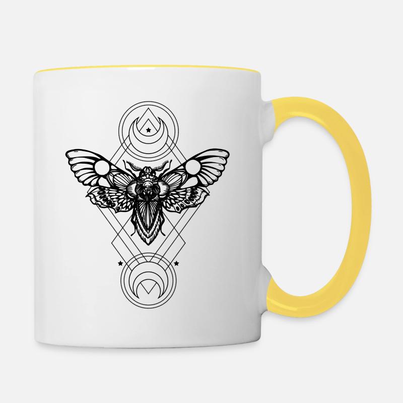 sacred geometry - Geometric -Sfinge dead head - Contrasting Mug - white/yellow