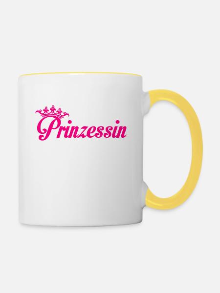 Curling - Prinzessin - Tasse zweifarbig - Weiß/Gelb