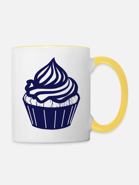 Kuchen Muffin 1 - Tasse zweifarbig - Weiß/Gelb