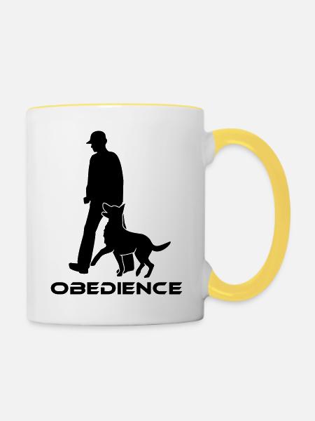 (83) Obedience - Tasse zweifarbig - Weiß/Gelb