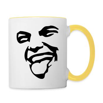 Gesichts - Tasse zweifarbig - Weiß/Gelb - Rechts