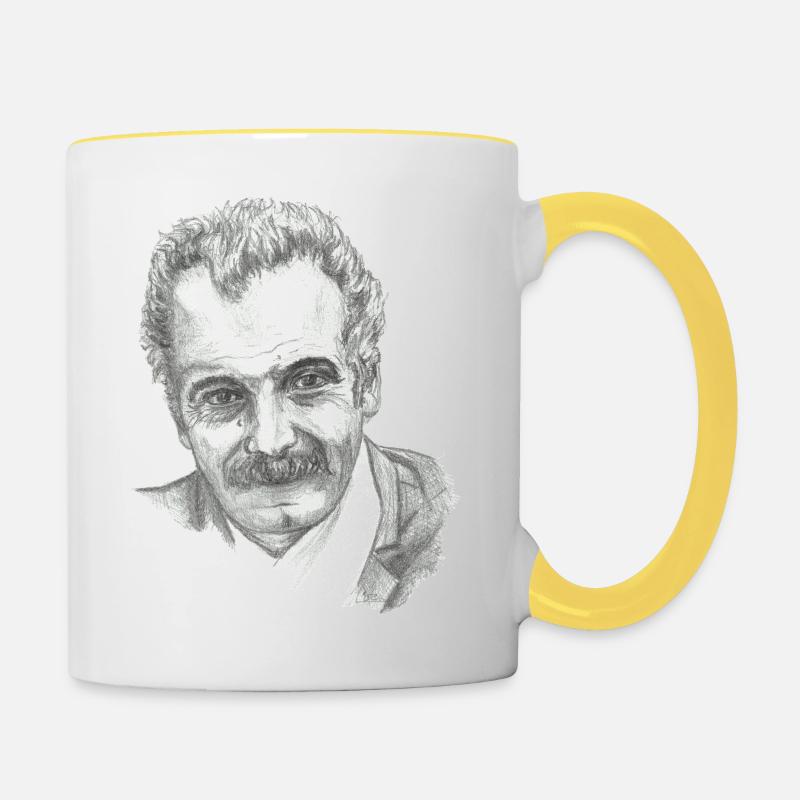 Georges Brassens - Mug contrasté - blanc/jaune