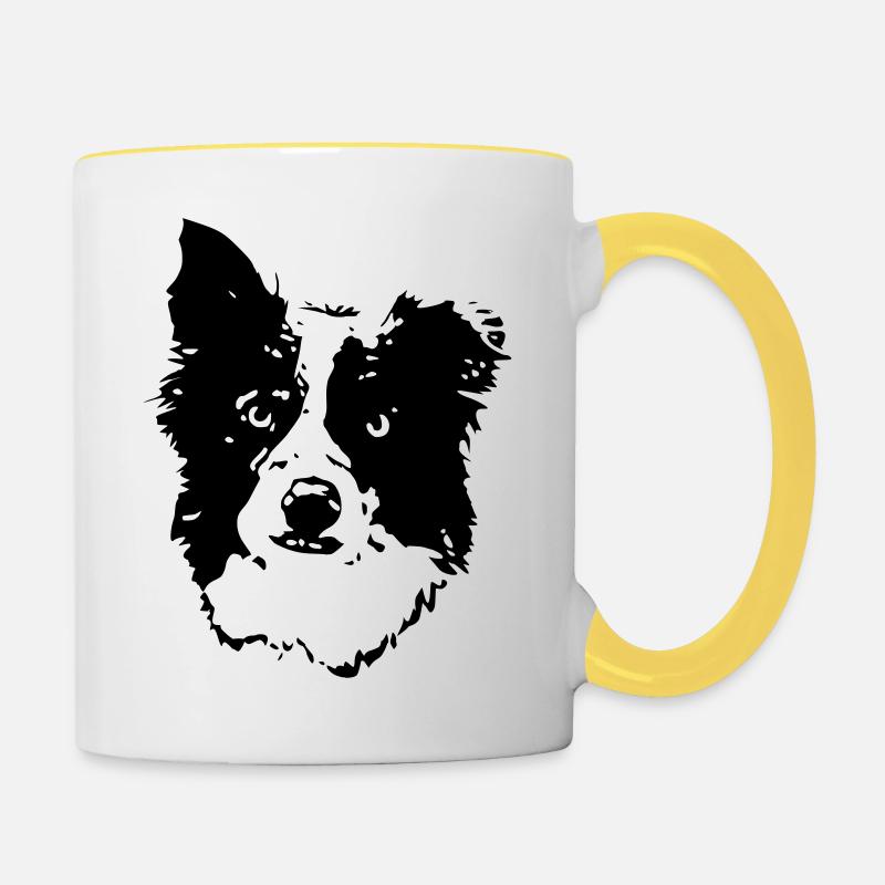 Border_Collie2_cb - Mug contrasté - blanc/jaune