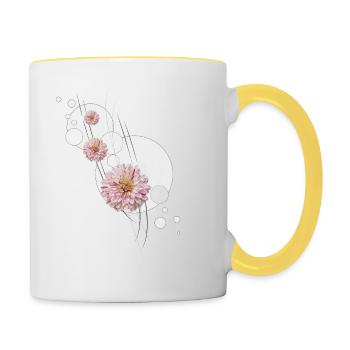 Dahlia flourishes gray - Contrasting Mug - white/yellow - Right