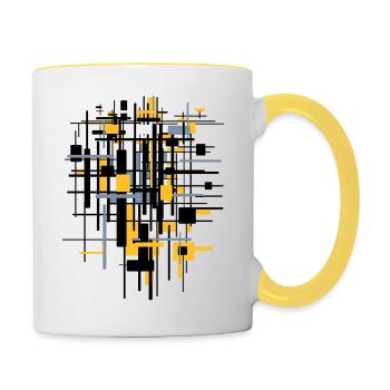 chantier de construction - Mug contrasté - blanc/jaune - Droite