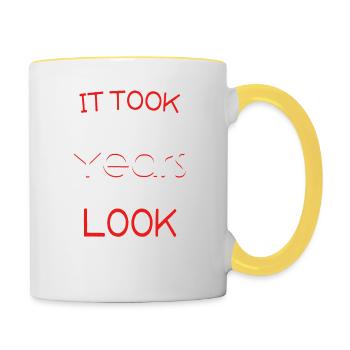 Birthday 57 years · shirt · birthday saying - Contrasting Mug - white/yellow - Right