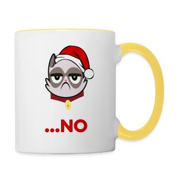Ho Ho Pas drôle Hater Cat Cat Hater grincheux - Mug contrasté - blanc/jaune - Droite